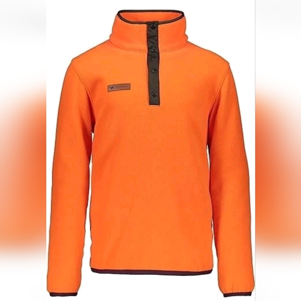 Obermeyer TB Boulder Fleece Quarter Snap Pullover Habanero Orange Khaki XL